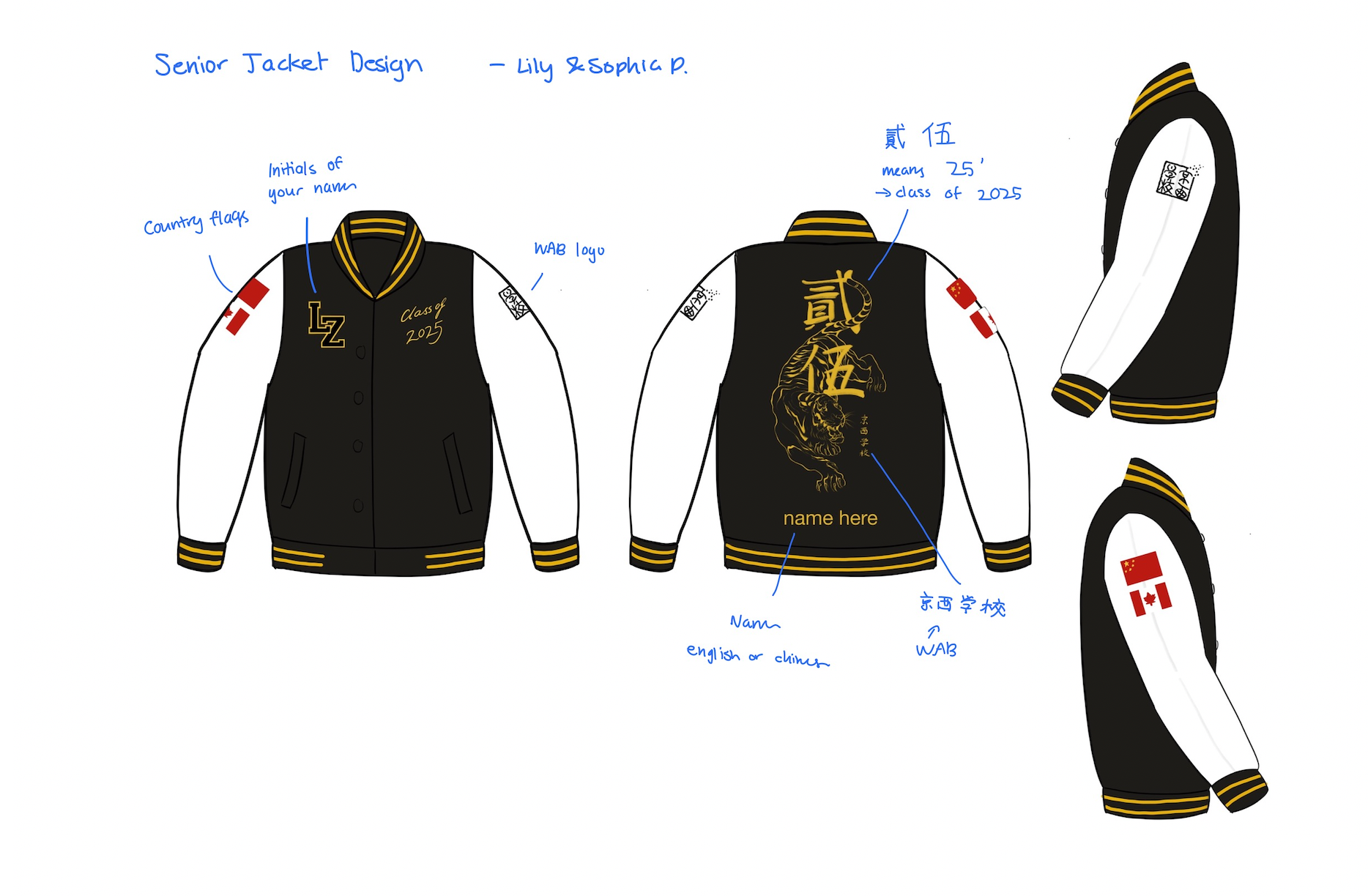 WAB Class of 2025 senior jacket design board